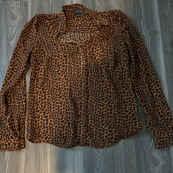 The Limited Tops - Leopard print button down long sleeve blouse - size XS
